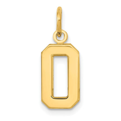 10K Gelbgold Klein Poliert Zahl 0 Charm