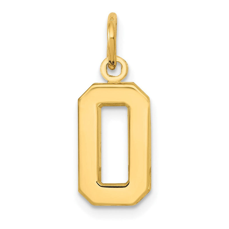 10K Gelbgold Klein Poliert Zahl 0 Charm