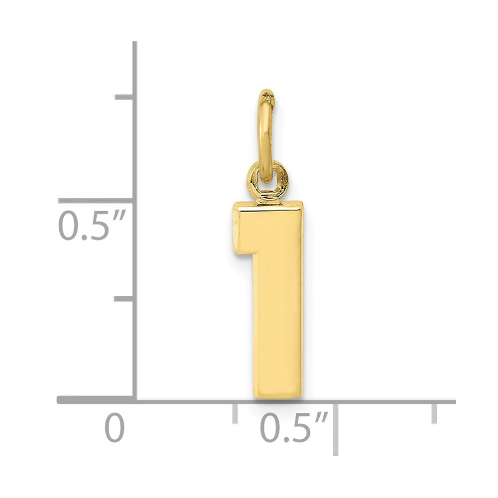 10K Gelbgold Klein Poliert Zahl 1 Charm