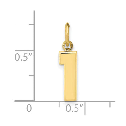 10K Gelbgold Klein Poliert Zahl 1 Charm