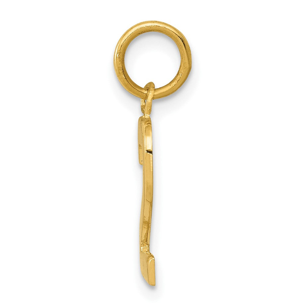 10K Gelbgold Klein Poliert Zahl 2 Charm
