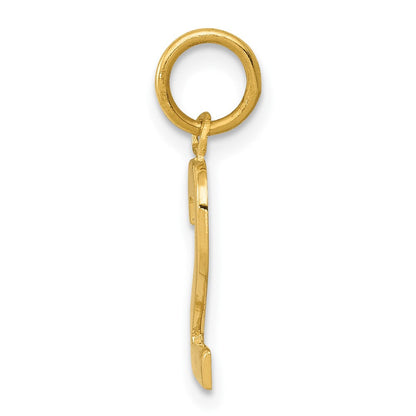 10K Gelbgold Klein Poliert Zahl 2 Charm