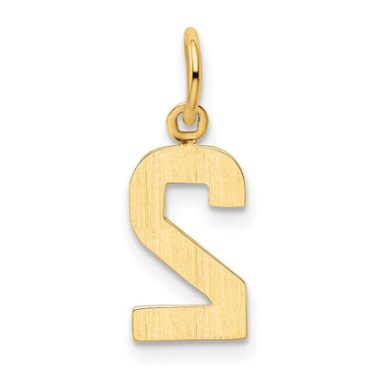 10K Gelbgold Klein Poliert Zahl 2 Charm
