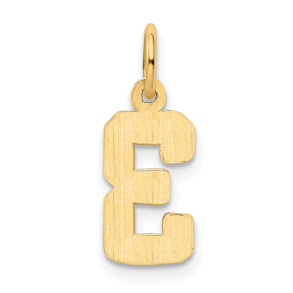 10K Gelbgold Klein Poliert Zahl 03 Charm