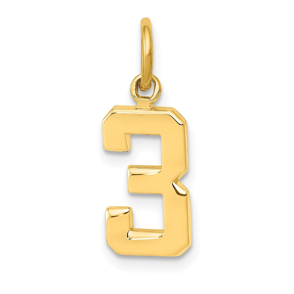 10K Gelbgold Klein Poliert Zahl 03 Charm