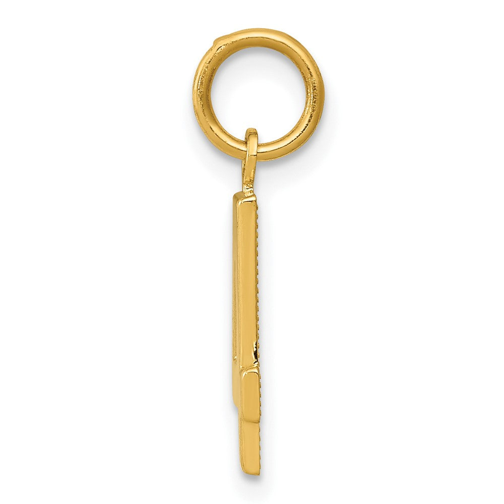 10K Gelbgold Klein Poliert Zahl 4 Charm