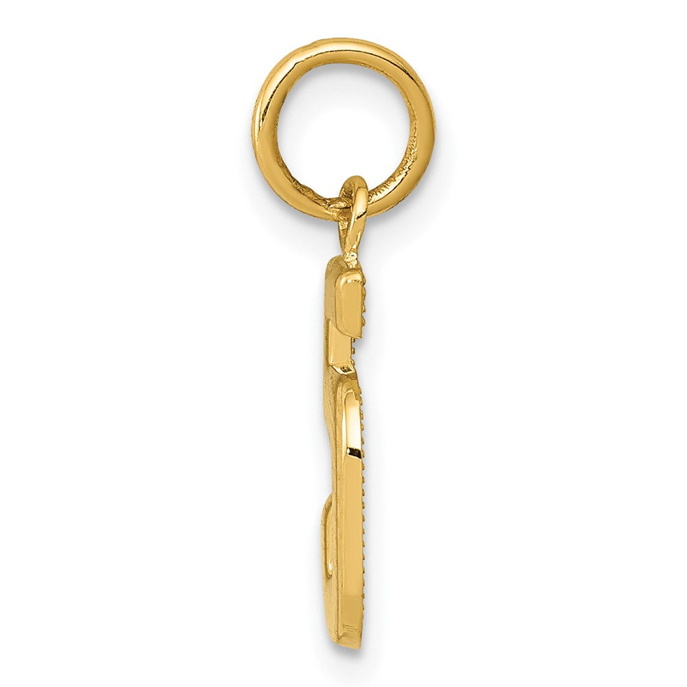 10K Gelbgold Klein Poliert Zahl 5 Charm
