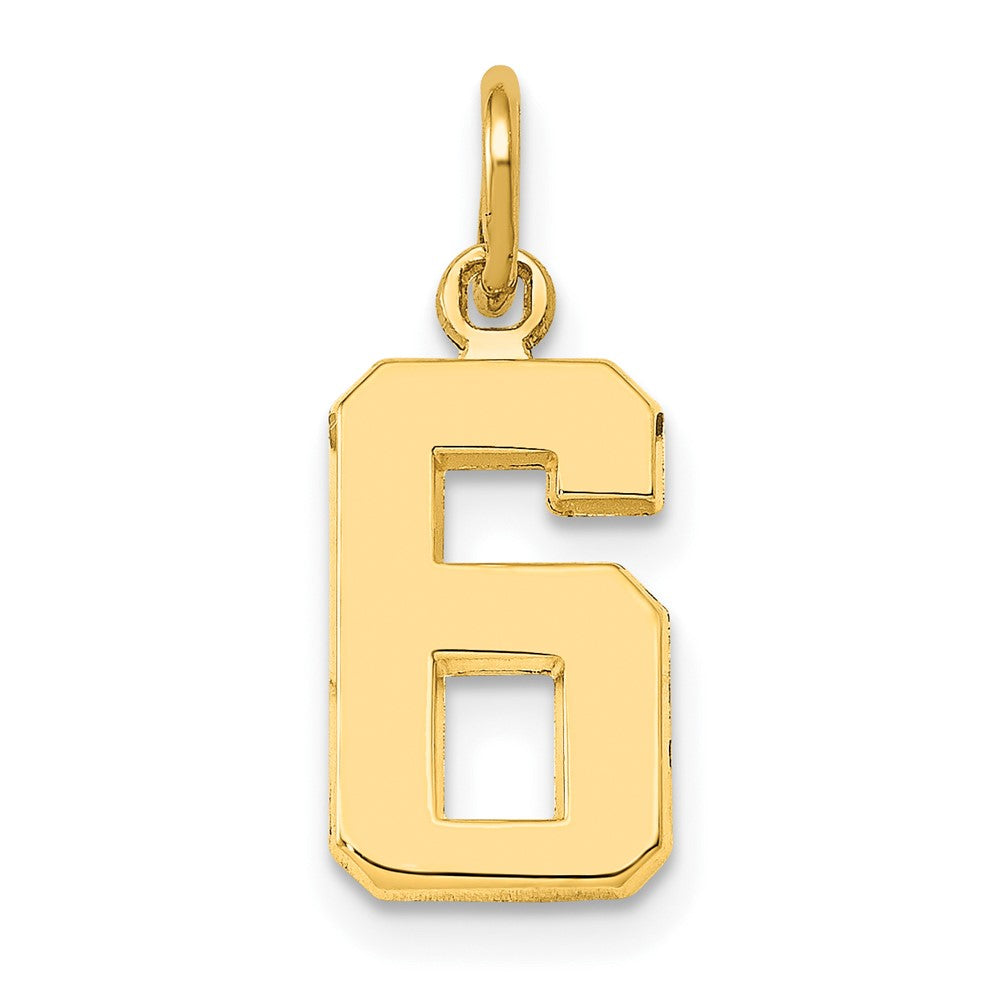 10K Gelbgold Klein Poliert Zahl 6 Charm