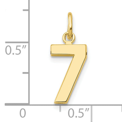 10K Gelbgold Klein Poliert Zahl 7 Charm