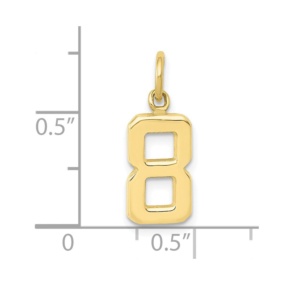 10K Gelbgold Klein Poliert Zahl 8 Charm