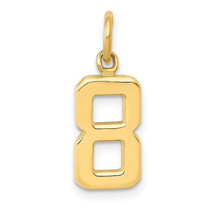 10K Gelbgold Klein Poliert Zahl 8 Charm