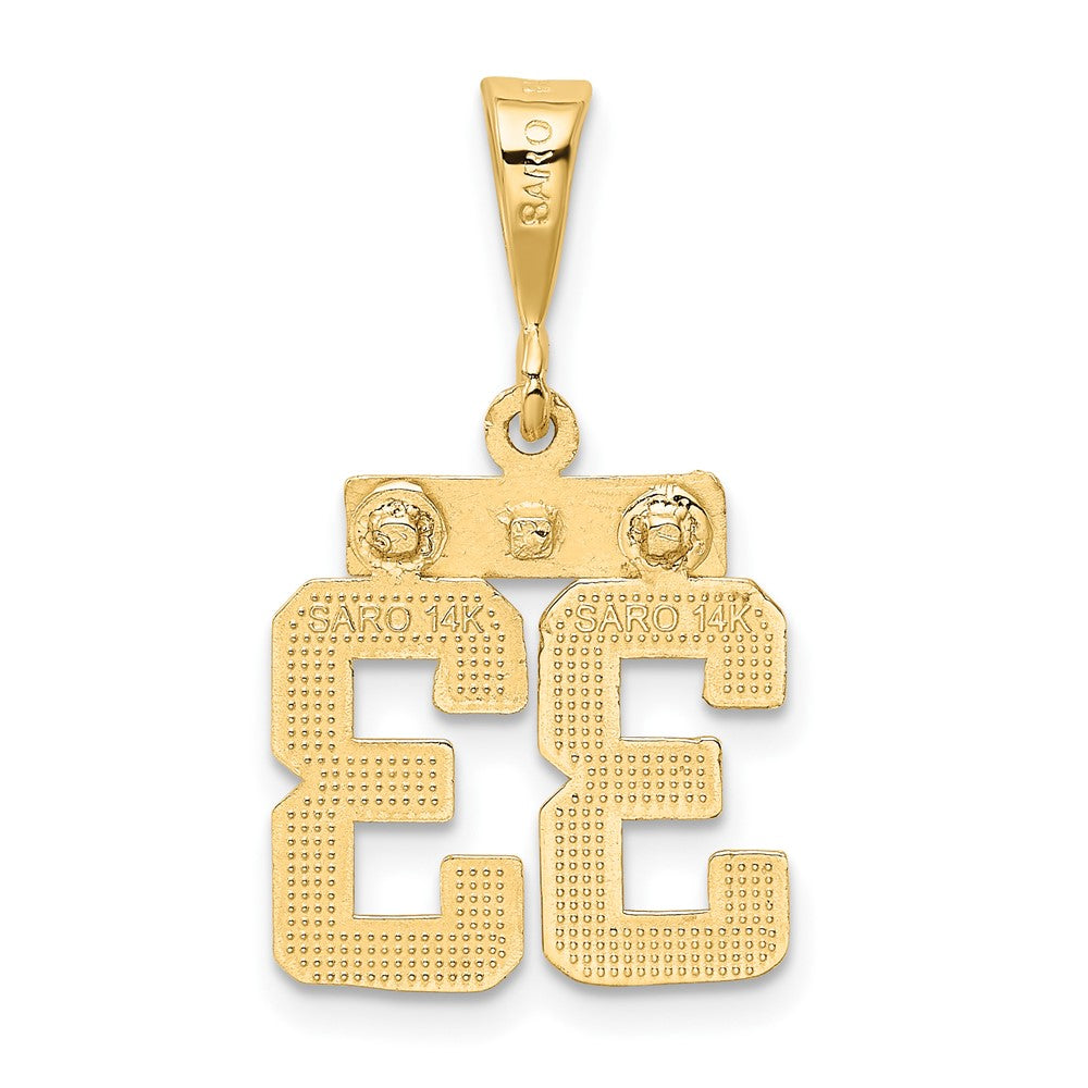 10K Gelbgold Klein Poliert Zahl 33 Charm