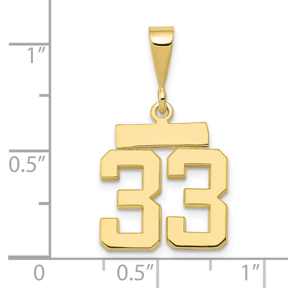 10K Gelbgold Klein Poliert Zahl 33 Charm