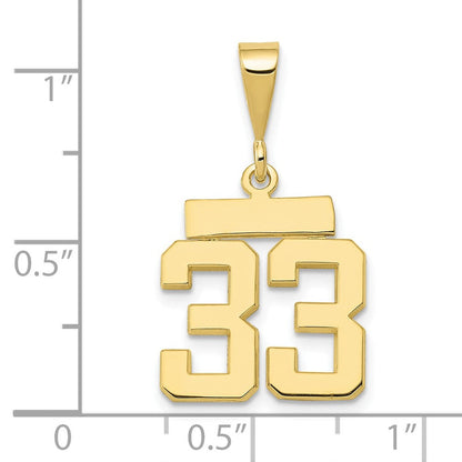 10K Gelbgold Klein Poliert Zahl 33 Charm