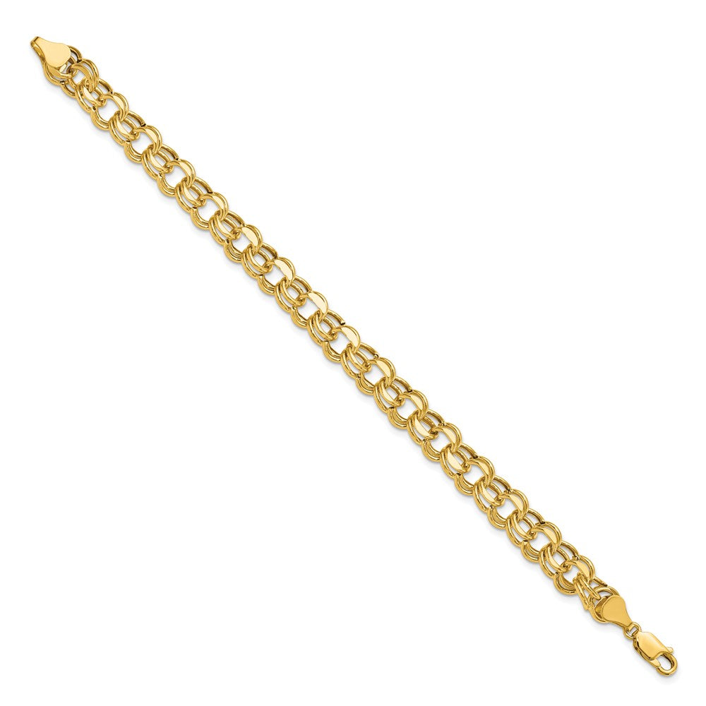 10K Gelbgold Leicht 8mm Doppelt Glieder Charm Armband