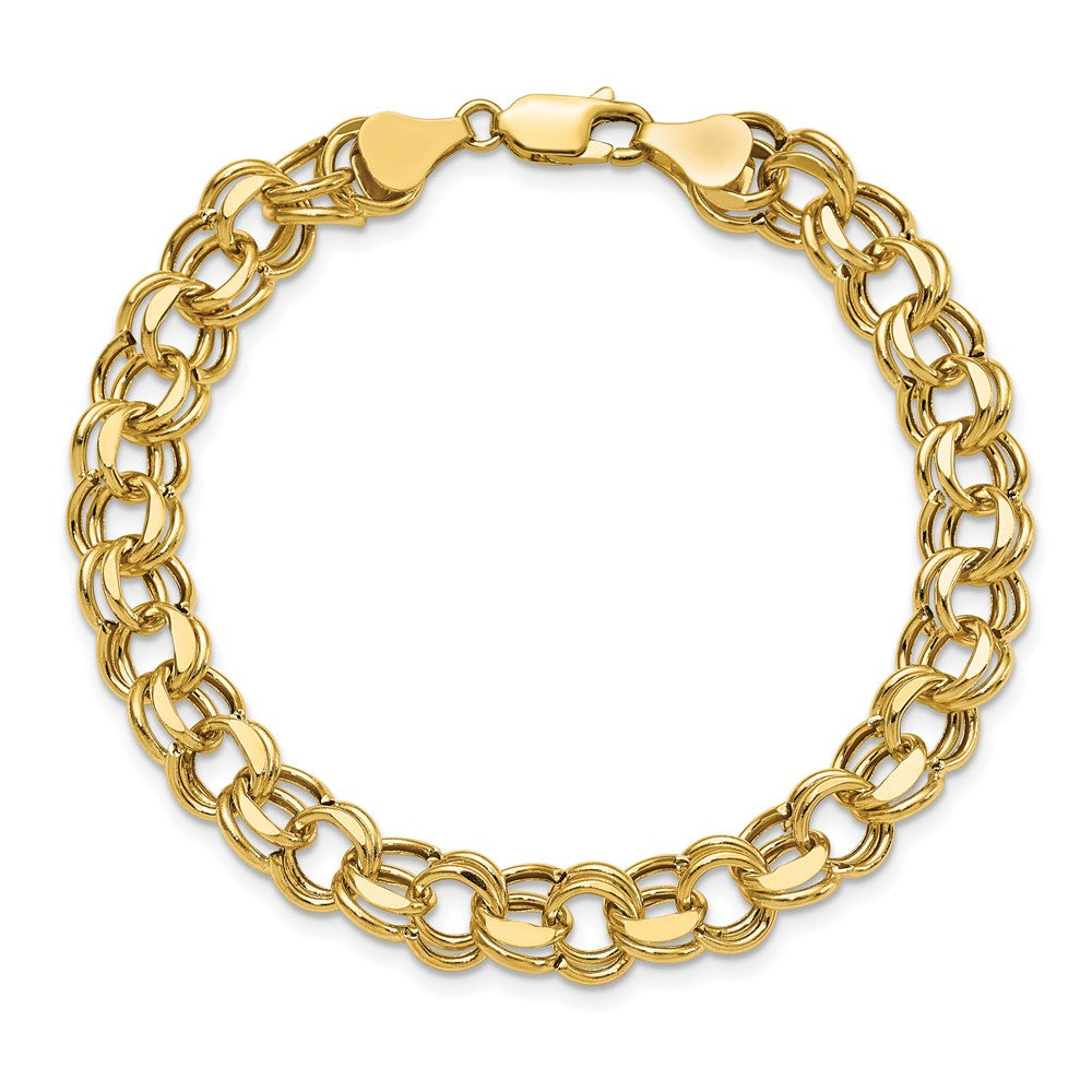 10K Gelbgold Leicht 8mm Doppelt Glieder Charm Armband