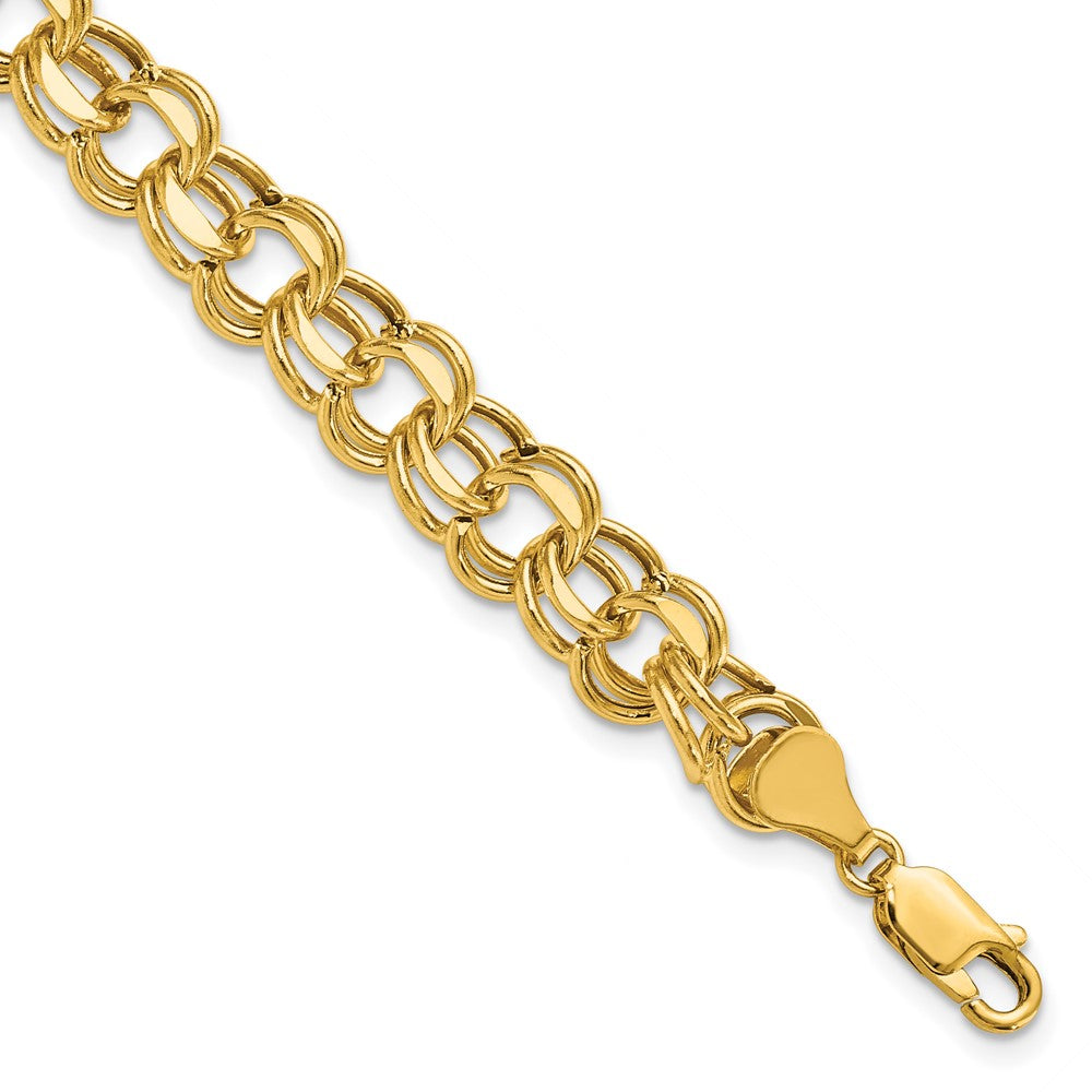 10K Gelbgold Leicht 8mm Doppelt Glieder Charm Armband