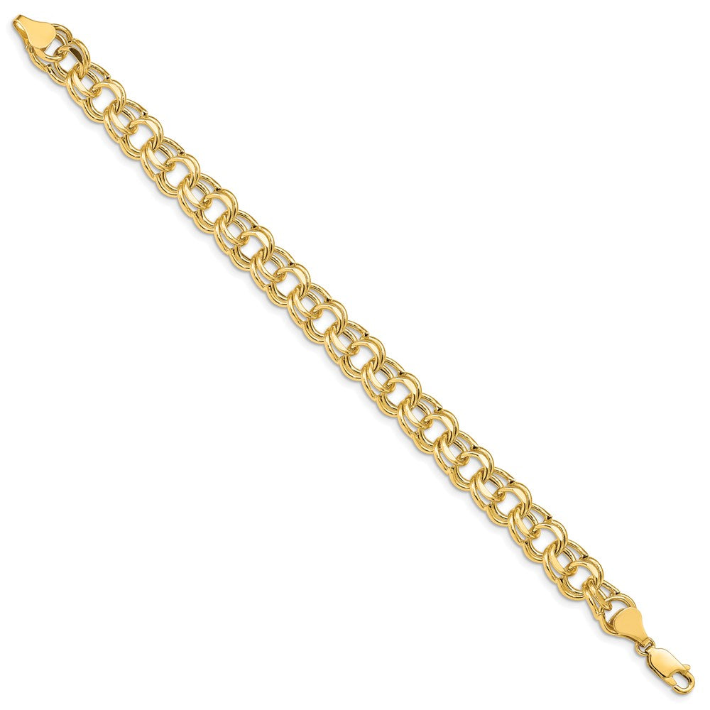 10K Gelbgold Leicht 8.5mm Doppelt Glieder Charm Armband