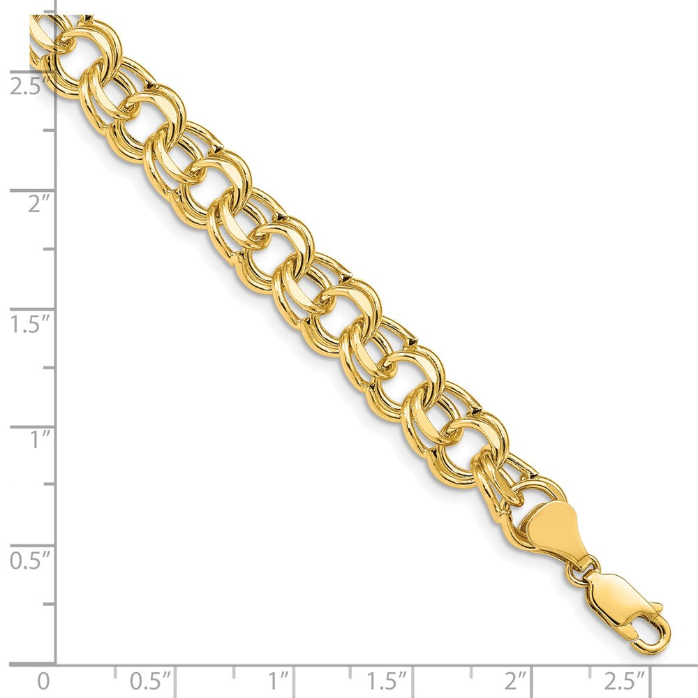 10K Gelbgold Leicht 8.5mm Doppelt Glieder Charm Armband