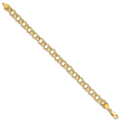 10K Gelbgold Leicht 7mm Dreifach Glieder Charm Armband