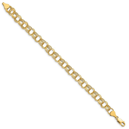 10K Gelbgold Leicht 8mm Dreifach Glieder Charm Armband