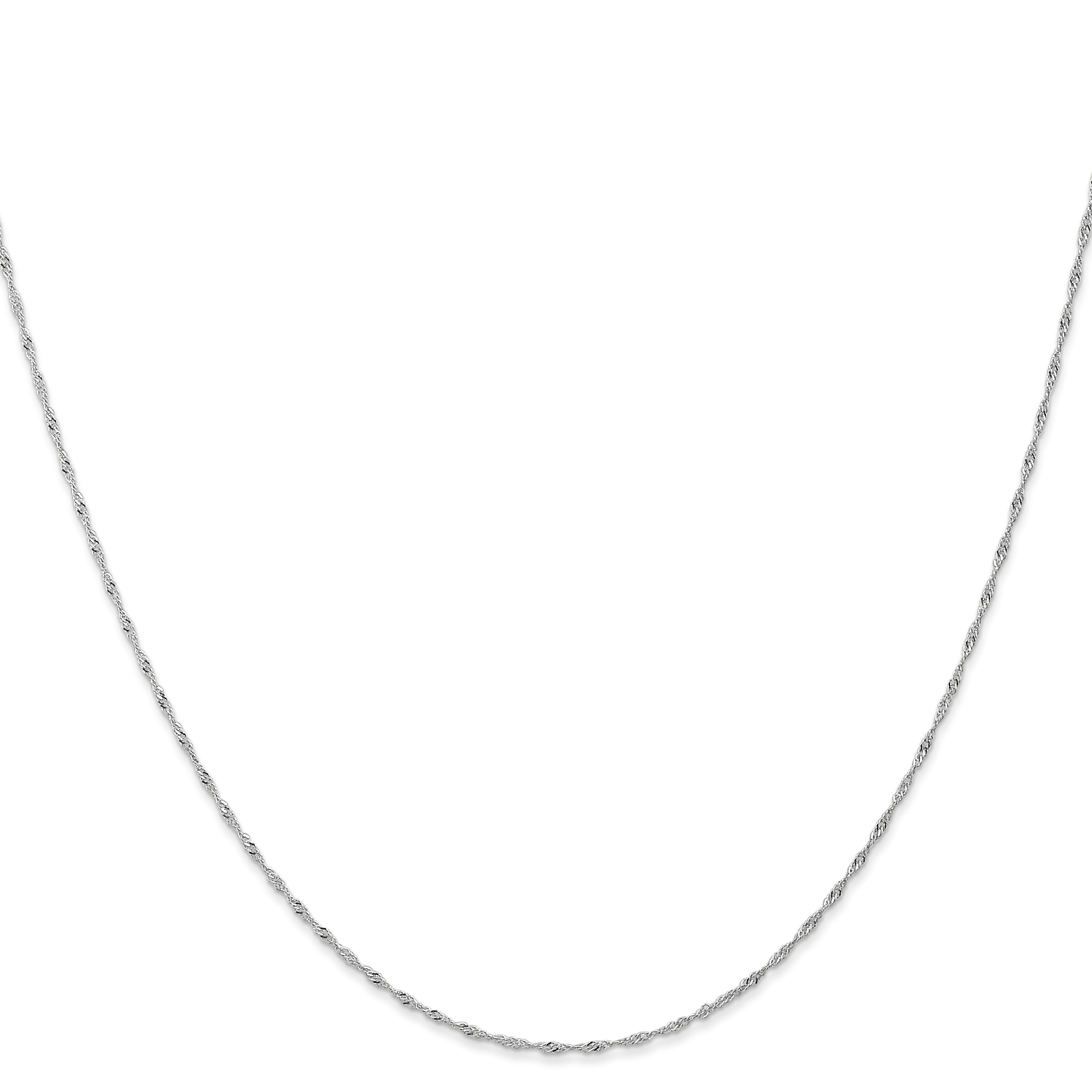 14K Weißgold Carded 1mm Singapurkette mit Federring Verschluss Halskette