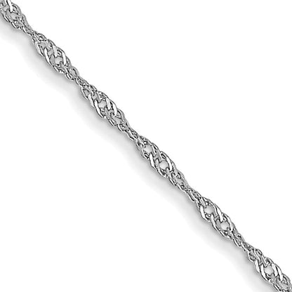 14K Weißgold Carded 1mm Singapurkette mit Federring Verschluss Halskette