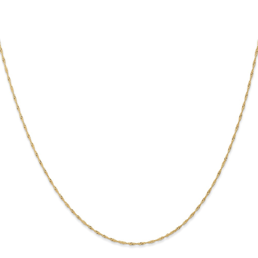 14K Gelbgold Carded 1mm Singapurkette mit Federring Verschluss Halskette