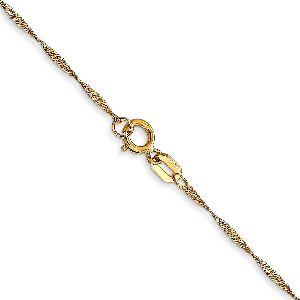 14K Gelbgold Carded 1mm Singapurkette mit Federring Verschluss Halskette