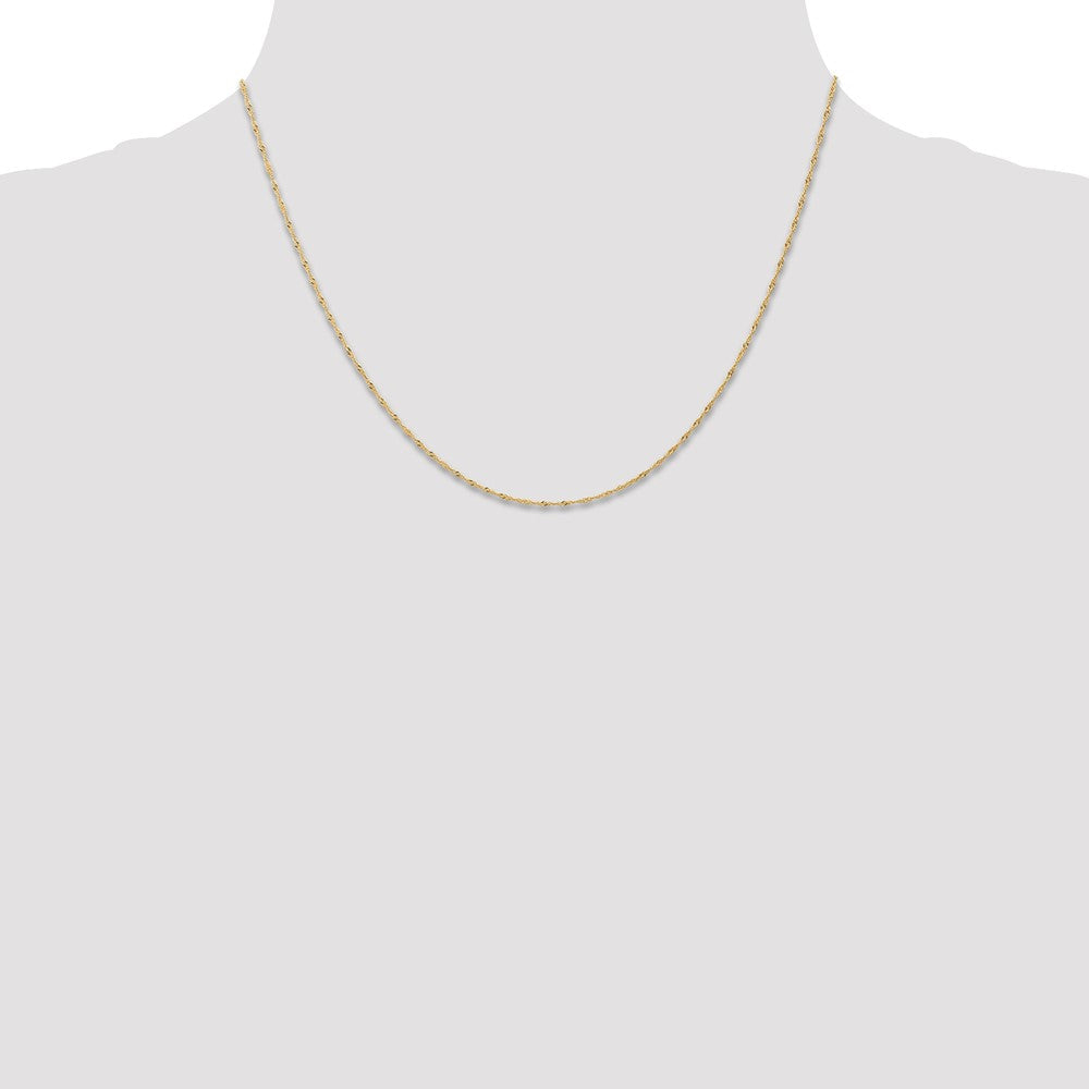 14K Gelbgold Carded 1mm Singapurkette mit Federring Verschluss Halskette