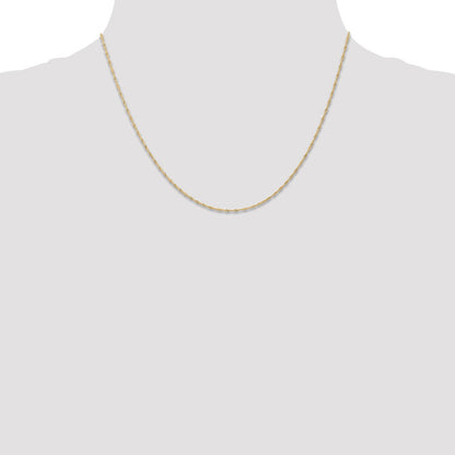 14K Gelbgold Carded 1mm Singapurkette mit Federring Verschluss Halskette