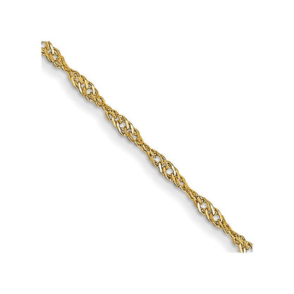 14K Gelbgold Carded 1mm Singapurkette mit Federring Verschluss Halskette