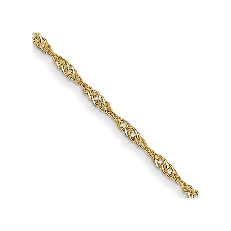 14K Gelbgold Carded 1mm Singapurkette mit Federring Verschluss Halskette