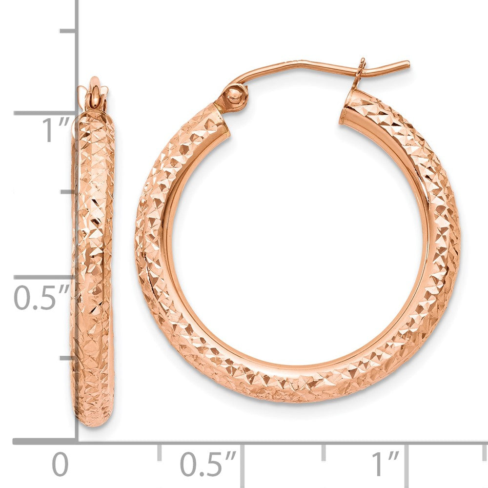 10K Roségold 10K 3mm Diamantiert Creole