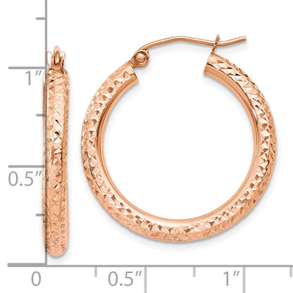 10K Roségold 10K 3mm Diamantiert Creole