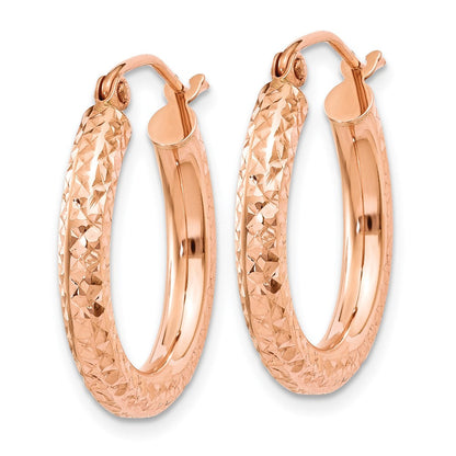 10K Roségold 10K 3mm Diamantiert Creole