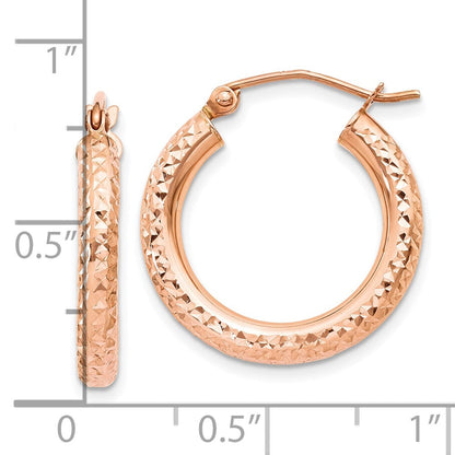 10K Roségold 10K 3mm Diamantiert Creole