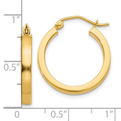 10K Gelbgold 2x3mm Quadratisch Röhre Creolen