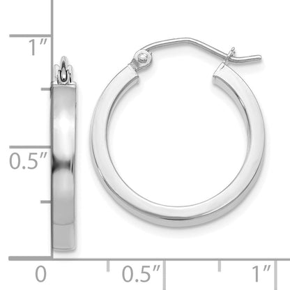 10K Weißgold 2x3mm Rechteck Röhre Creole