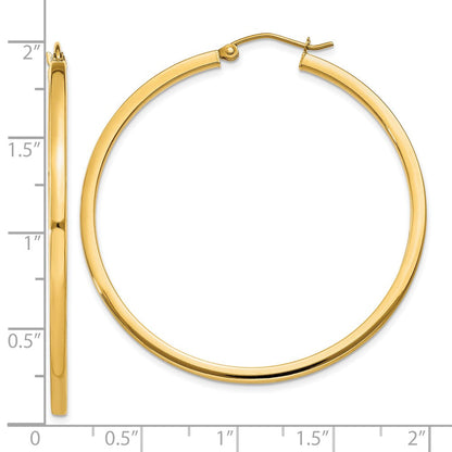 10K Gelbgold 2mm Quadratisch Röhre Creolen