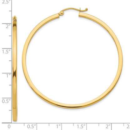 10K Gelbgold 2mm Quadratisch Röhre Creolen