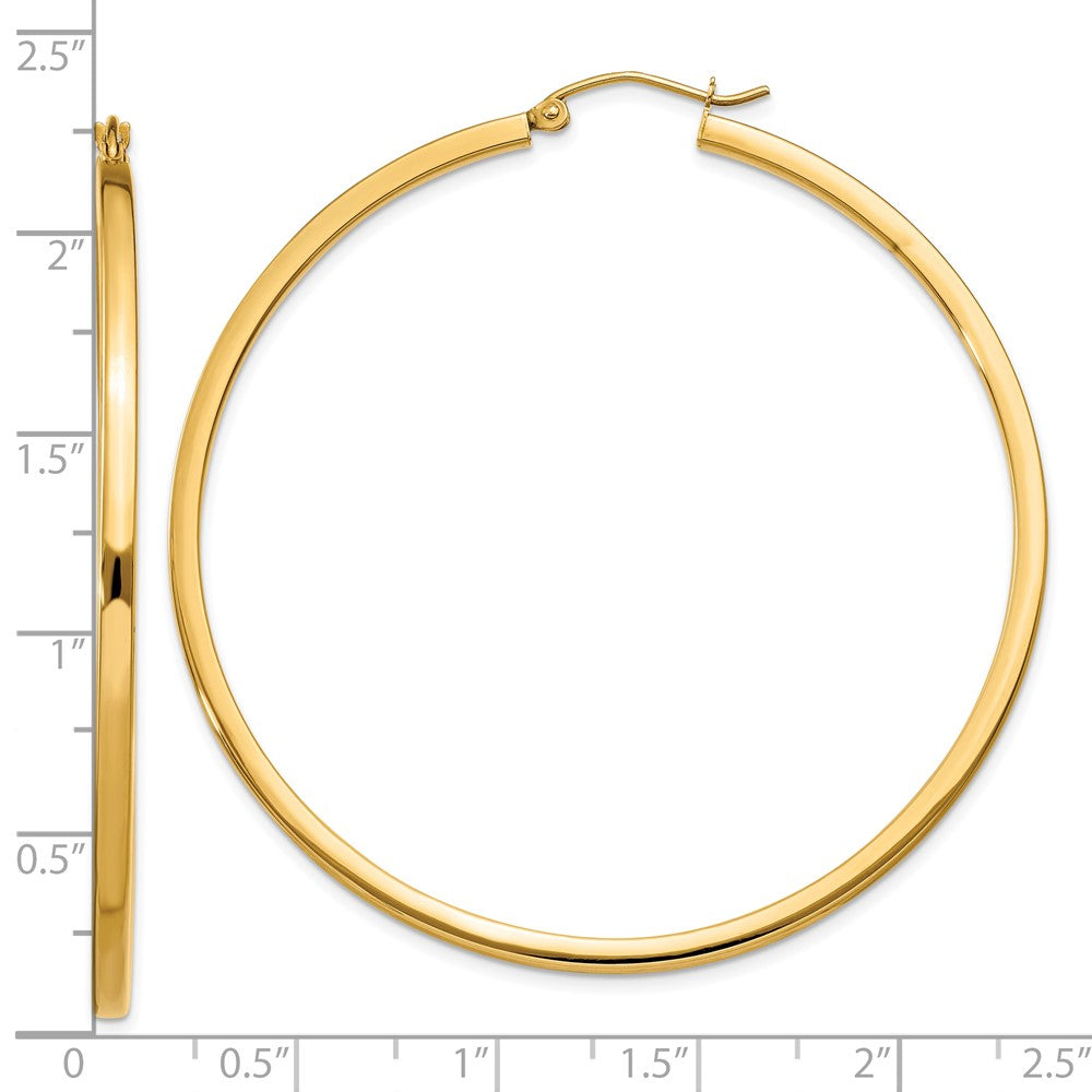 10K Gelbgold 2mm Quadratisch Röhre Creolen