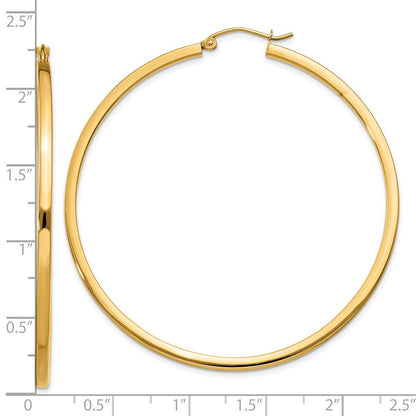10K Gelbgold 2mm Quadratisch Röhre Creolen