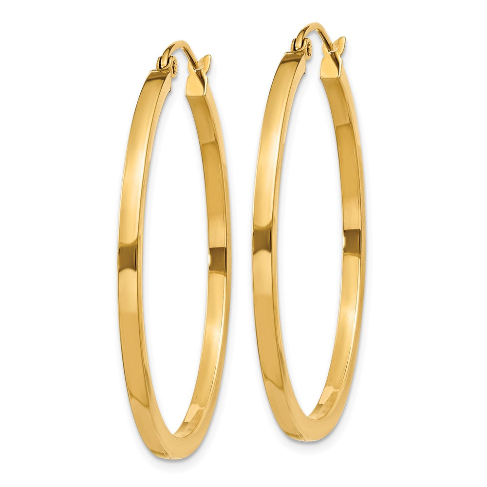 10K Gelbgold 2mm Quadratisch Röhre Creolen