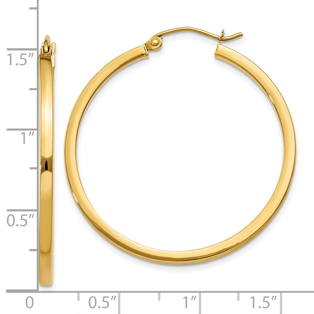 10K Gelbgold 2mm Quadratisch Röhre Creolen