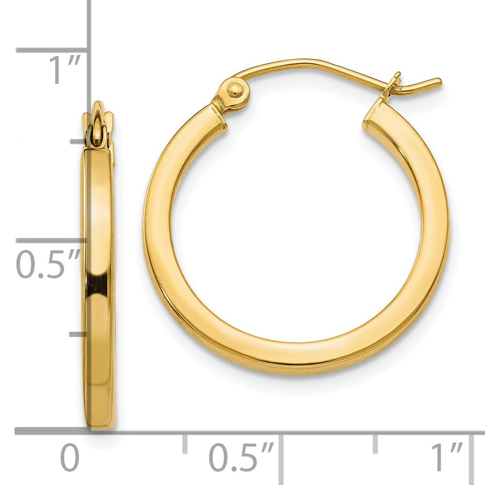 10K Gelbgold 2mm Quadratisch Röhre Creolen
