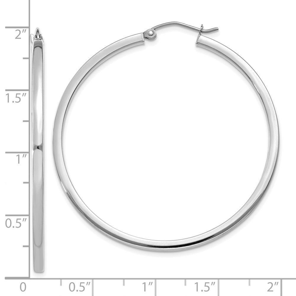 10K Weißgold 2mm Quadratisch Röhre Creolen