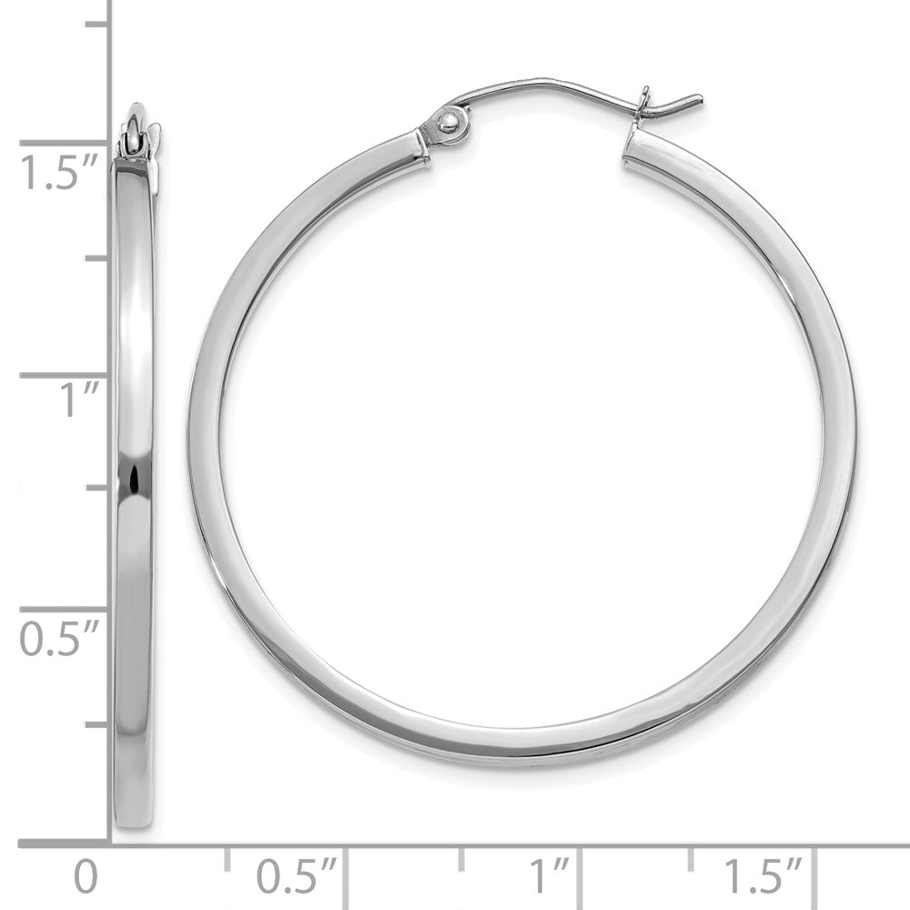 10K Weißgold 2mm Quadratisch Röhre Creolen