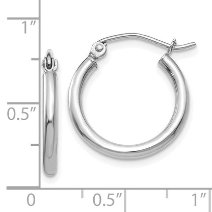 10K Weißgold Poliert 2mm Röhre Creolen