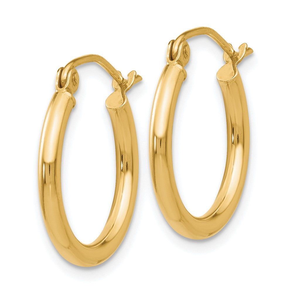 10K Gelbgold Poliert 2mm Röhre Creolen